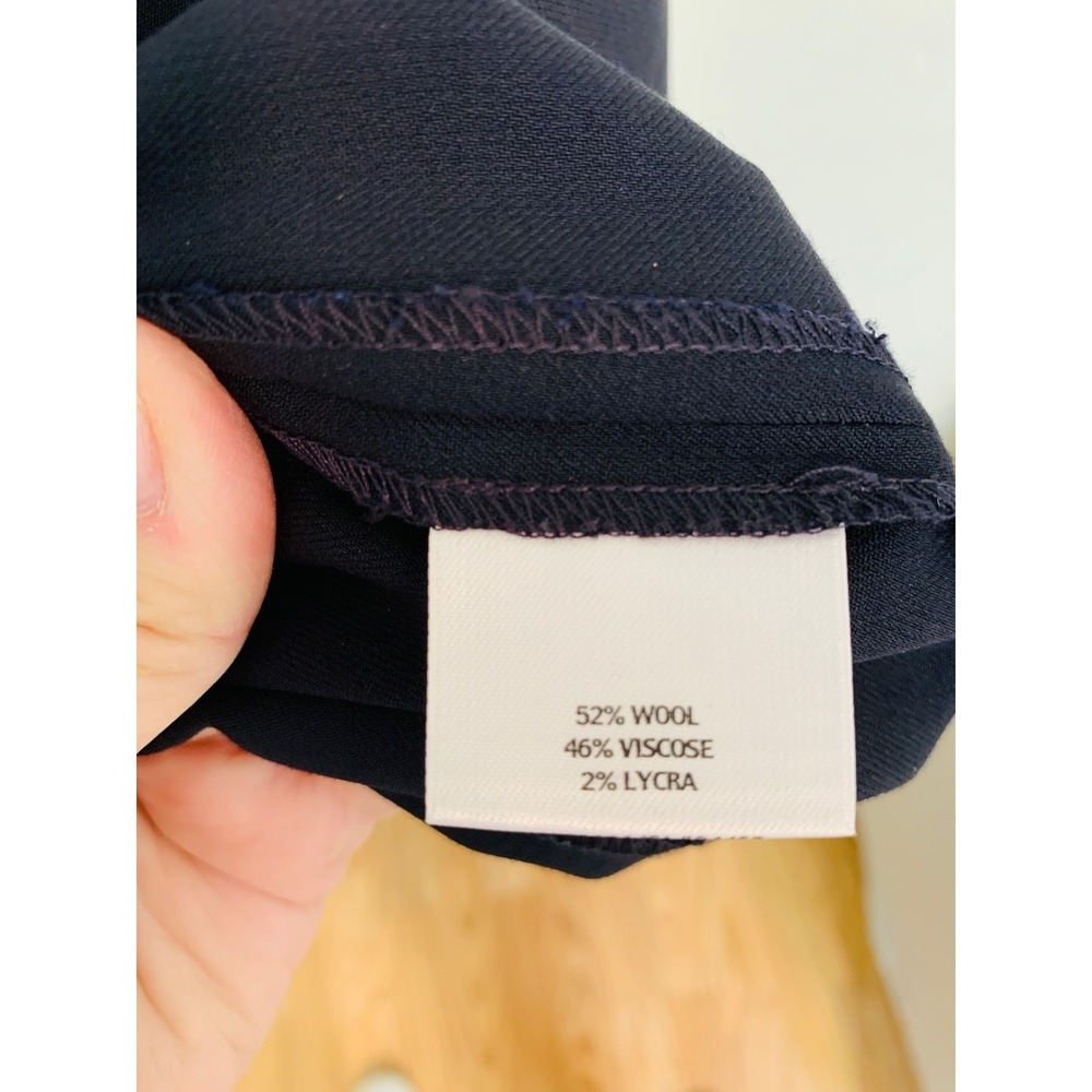 Eileen Fisher Navy Blue Wool Blend Unlined Fit and Flare A-Line Midi Skirt / XL - Picture 6 of 10